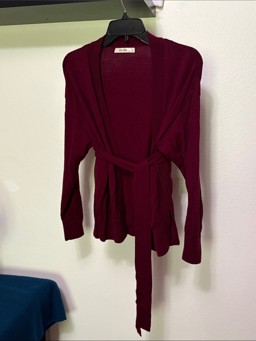 EShakti Women's Burgundy Red Merino Wool Cardigan Sweater Sz S / M custom NEW